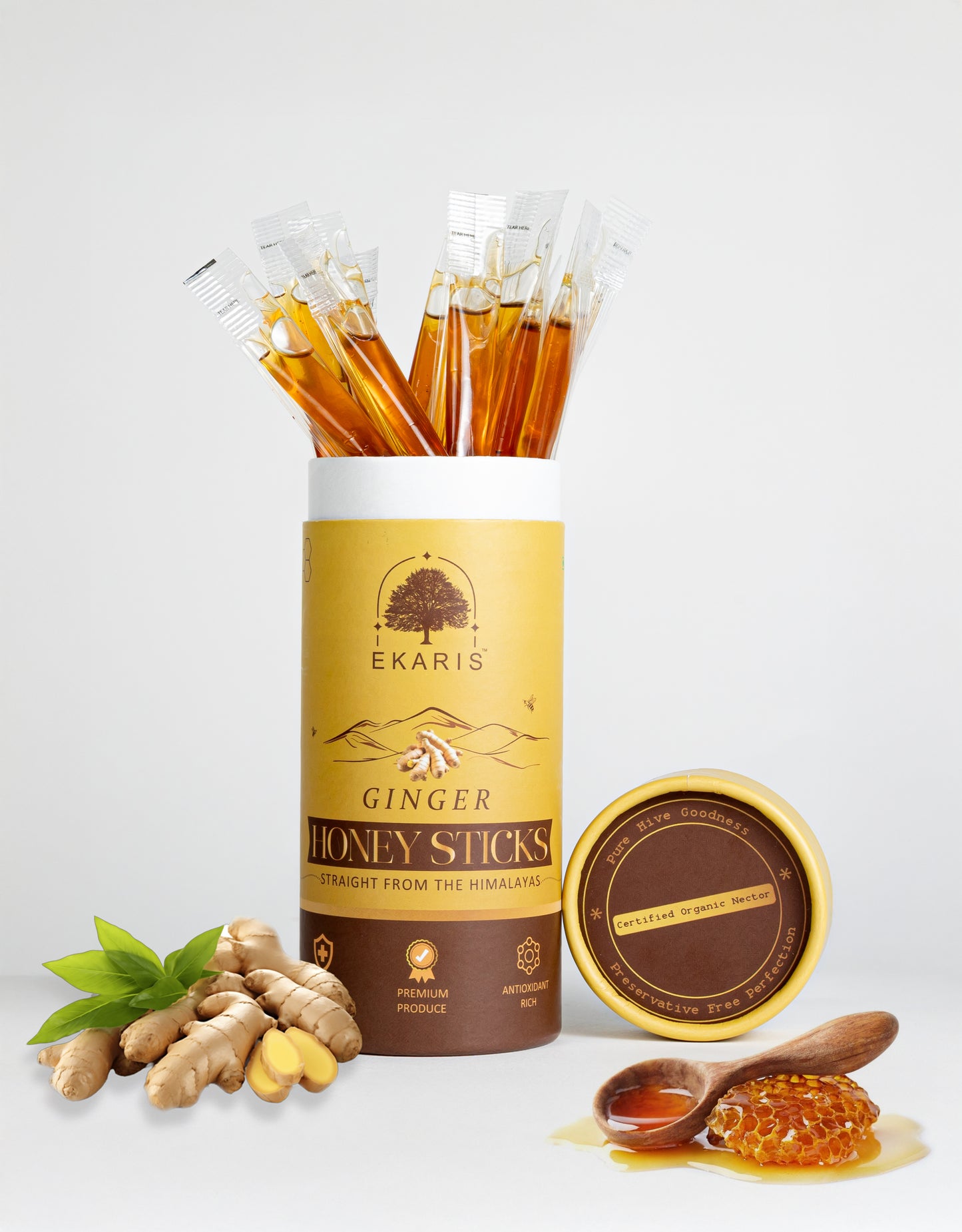 Organic Flavored Honey Sticks | Ginger