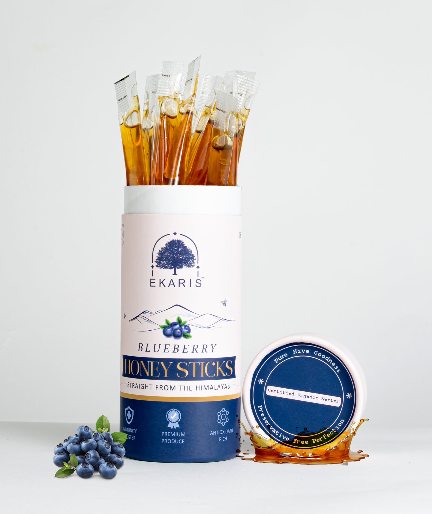 Organic Flavored Honey Sticks | Blueberry