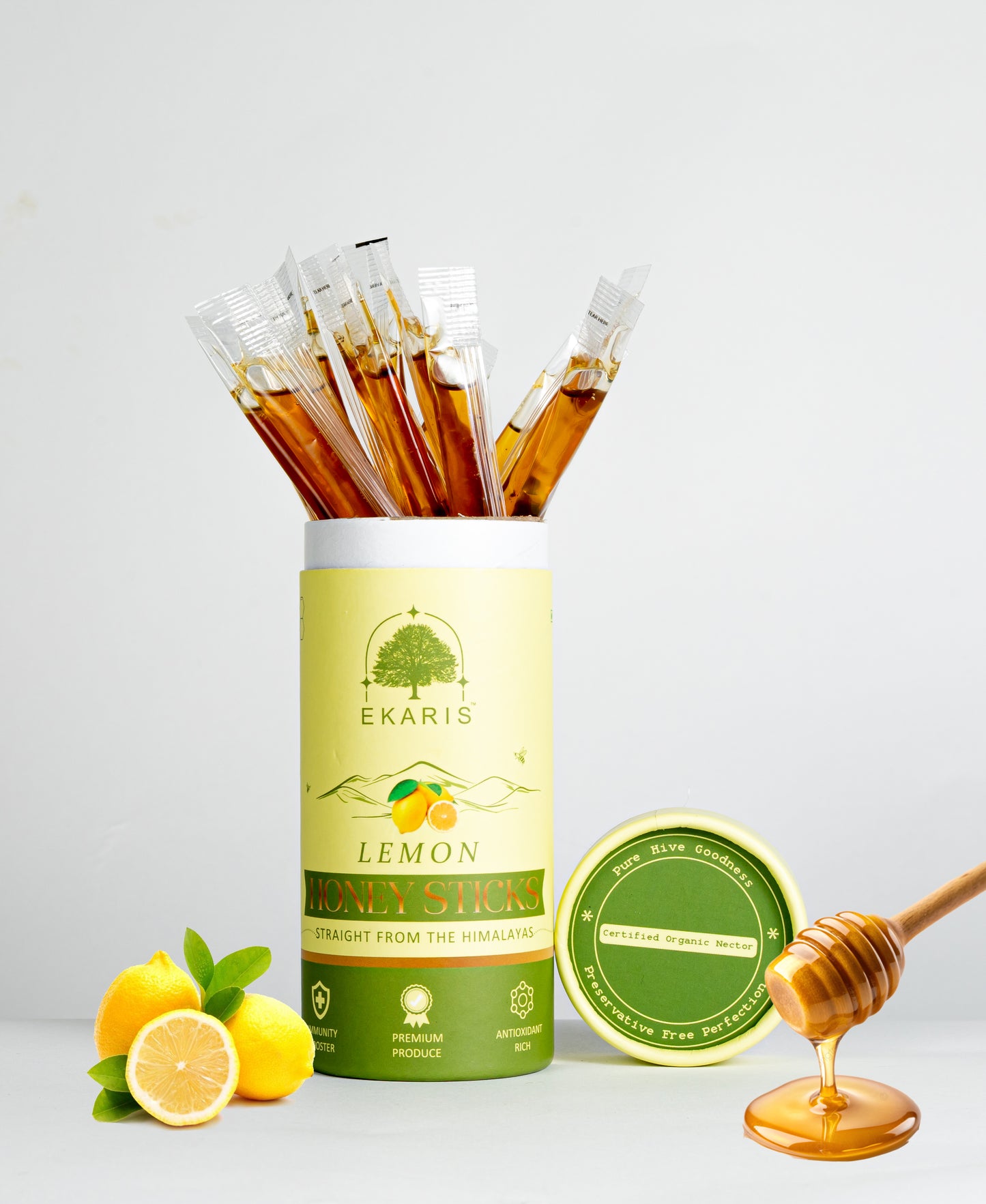 Organic Flavored Honey Sticks | Lemon