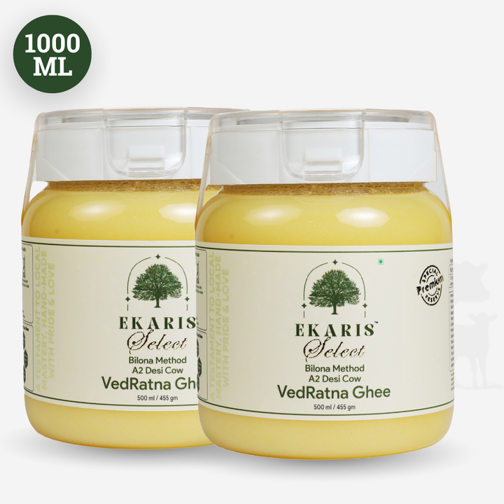 Ekaris VedRatna A2 Cow Ghee - 1 Ltr (500ml x 2)