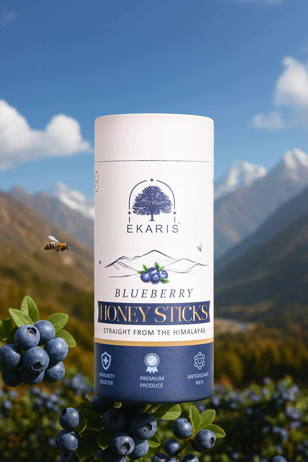 Organic Flavored Honey Sticks | Blueberry