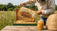 Best Honey in India - Ekaris Beekeeper Harvesting Fresh Honeycomb Frame Natural Pure Honey