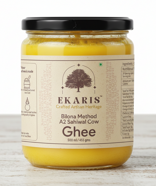 Ekaris A2 Sahiwal Cow Ghee 500ml Half Litre Bilona Method - Best A2 Cow Ghee in India