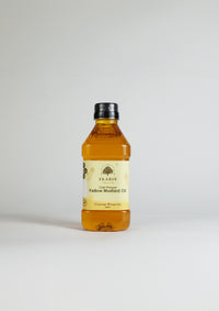 Ekaris Cold-Pressed Yellow Mustard Oil 500ml front label on neutral white background"