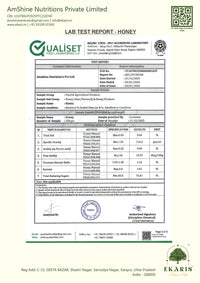 Ekaris Pure Natural Honey Lab Test Report 2024 - ISO IEC 17025 Certified Qualiset Food Laboratory Certificate

