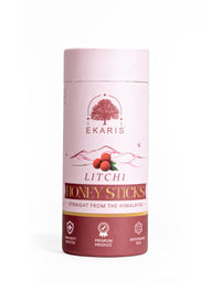 Ekaris Litchi Honey Sticks tube front view showing immunity booster premium produce antioxidant rich labels on white background