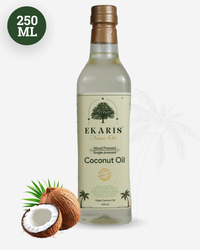Ekaris Nature Oils Wood Pressed Single Pressed Kachighani Virgin Coconut Oil 250ml – Antioxidant Rich, Zero Trans Fat Glass Bottle