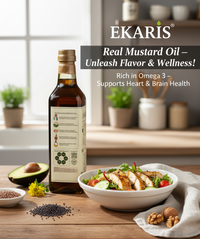 Ekaris Wood Pressed Black Mustard Oil Real Mustard Oil Omega 3 Heart Brain Health - Best Mustard Oil Brand in India