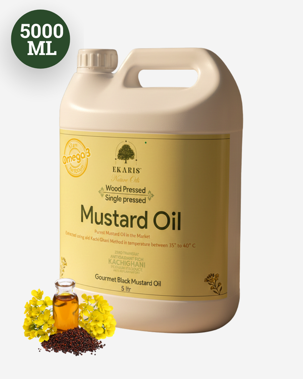 Ekaris Wood Pressed Black Mustard Oil 5000ml 5 Litre - Best Mustard Oil Brand in India