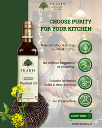 Ekaris Wood Pressed Black Mustard Oil  Pure Kachi Ghani - Best Mustard Oil in India