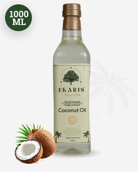Ekaris Wood Pressed Coconut Oil 1000ml bottle with fresh coconut – kachighani single pressed virgin coconut oil zero trans fat antioxidant rich