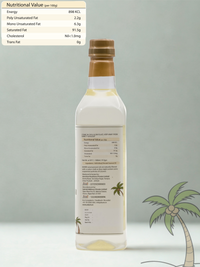 Ekaris Wood Pressed Coconut Oil back label with nutritional value per