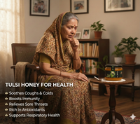 Pure Honey Brands India - Ekaris Tulsi Honey Health Benefits Soothes Cough Cold Boosts Immunity Respiratory Support